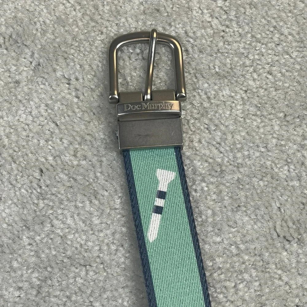 Doc Murphy Mens Reversible Golf Belt Navy Mint Green Stripe Golf Icons Size 36